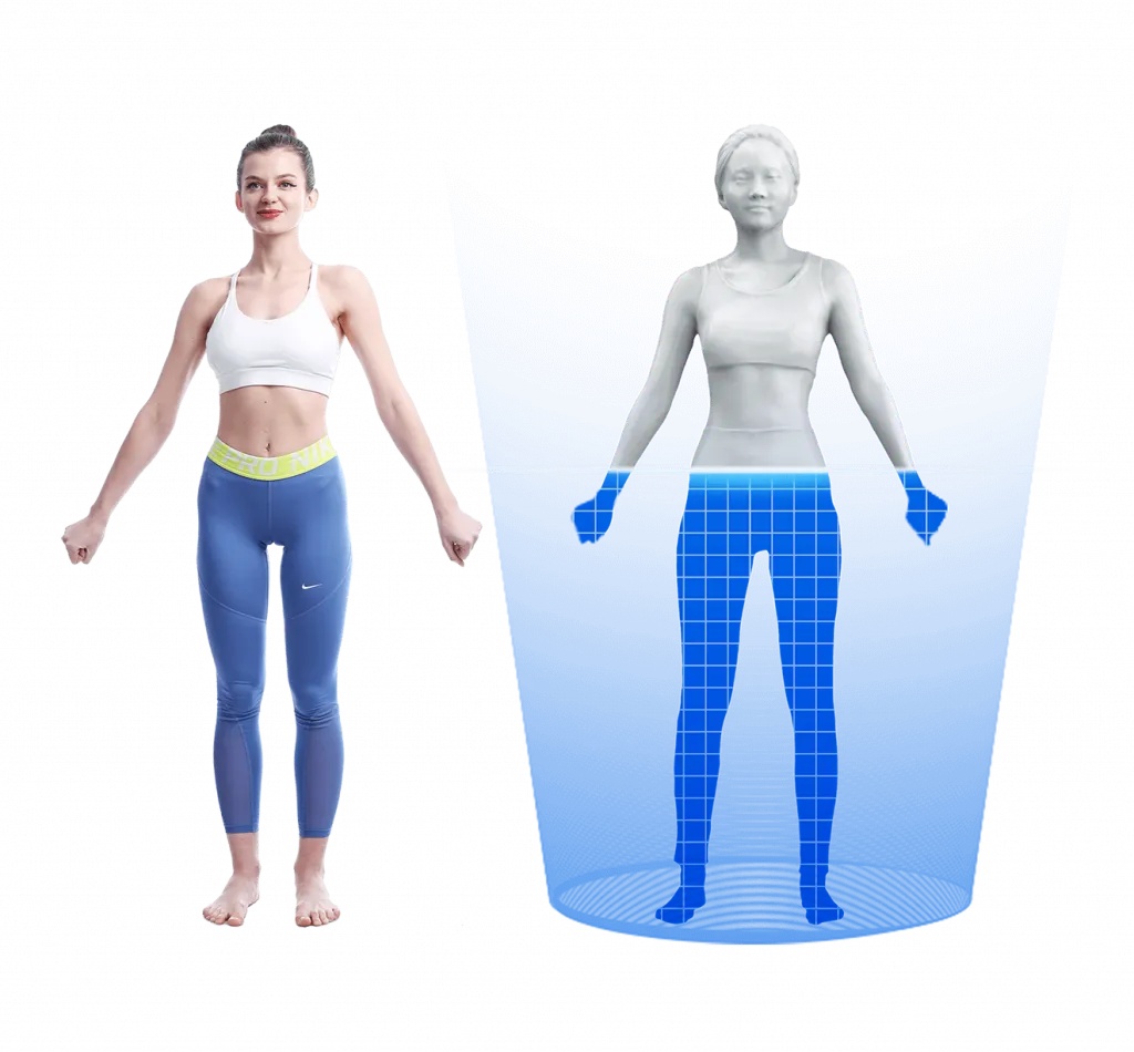 Visbody 3D body scanning technology: comparing real person and accurate 3D avatar model