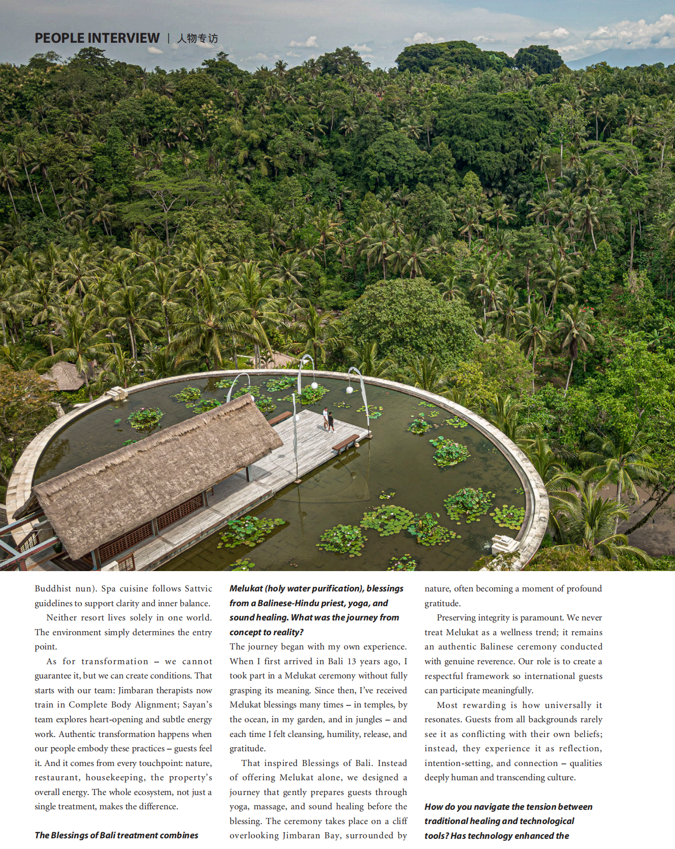 SpaChina article page highlighting how Four Seasons Bali integrates Visbody 3D body scanner into its luxury spa treatments.